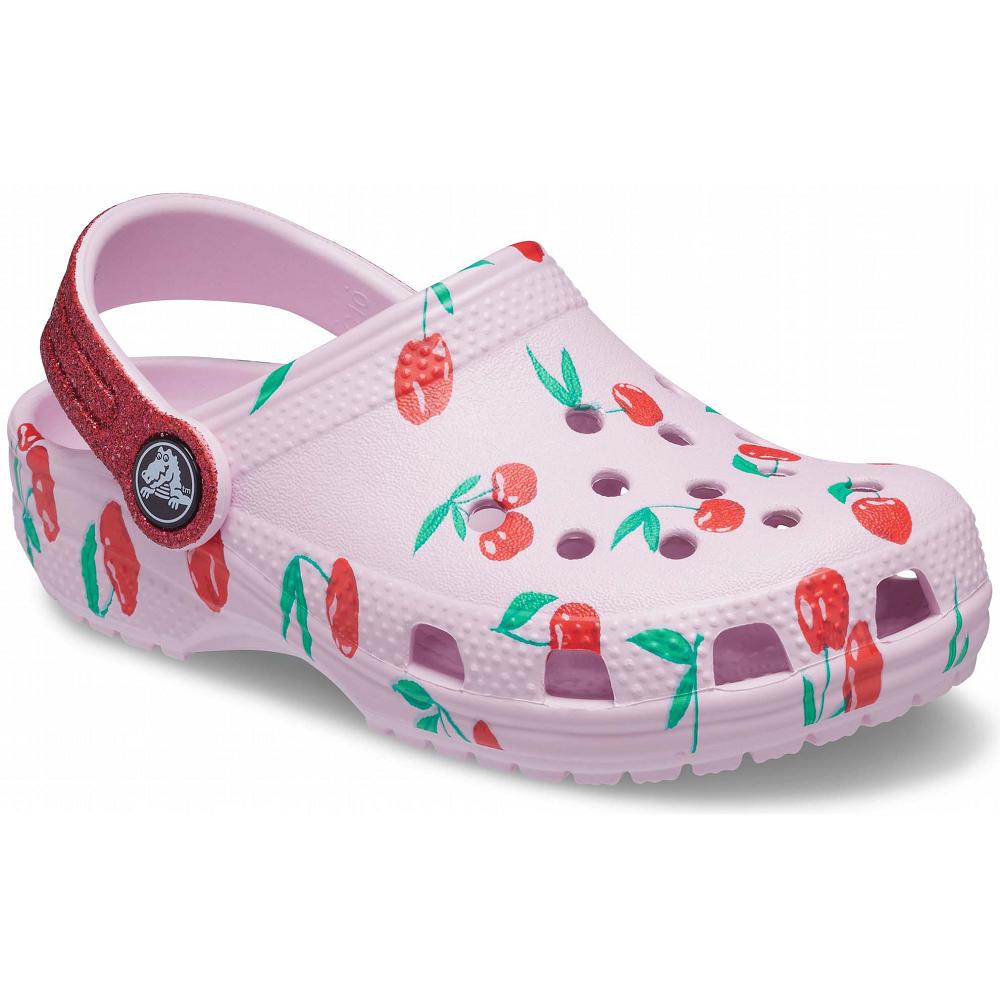 Pink Girls' Crocs Classic Food Print Clogs | NZ 1516ILHS